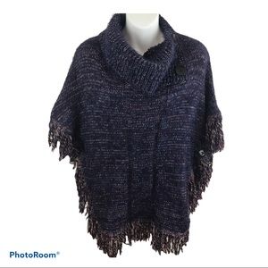 Poncho Roll Neck Cowl Sweater Shrug Small Woven